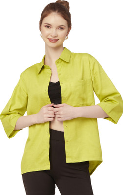 moomaya Women Solid Casual Green Shirt