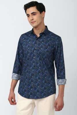 Simon Carter London Men Printed Casual Blue Shirt