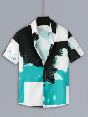 YATRI Boys Printed Casual Blue, Black, White Shirt