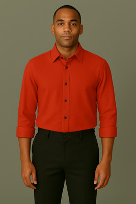 vrunda Men Solid Casual Red Shirt
