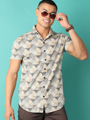 V-MART Men Printed Casual Beige Shirt