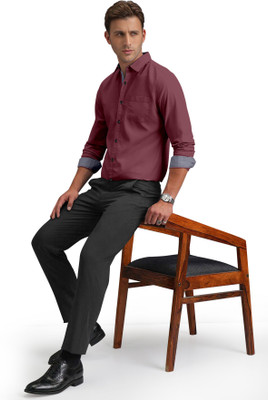 TRENDING SHIRTWALE Men Solid Casual Maroon Shirt
