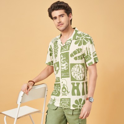 Urban Ranger by Pantaloons Men Printed Casual Green Shirt