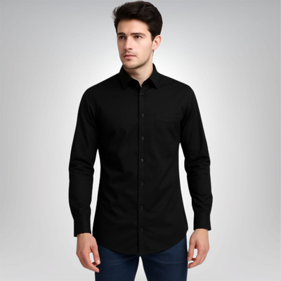 MnT Fashion Men Solid Casual Black Shirt