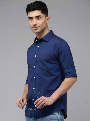 U.S. POLO ASSN. Men Solid Casual Blue Shirt