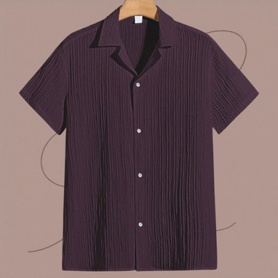 A Dearise Trend Men Self Design Casual Purple Shirt