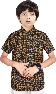 MOHINI CREATION Boys Floral Print Casual Black, Brown Shirt