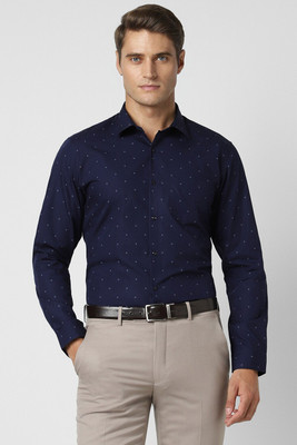 PETER ENGLAND Men Printed Formal Dark Blue Shirt