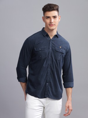 KUONS AVENUE Men Solid Casual Dark Blue Shirt