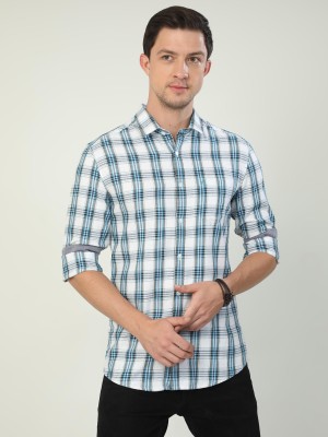 CP BRO Men Checkered Casual White, Light Blue, Black Shirt