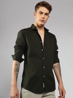 Dennis Lingo Men Solid Casual Gold Shirt