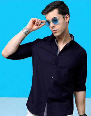 MANTRATREND Men Solid Casual Blue Shirt(Pack of 2)