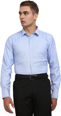 V-MART Men Self Design Formal Blue Shirt