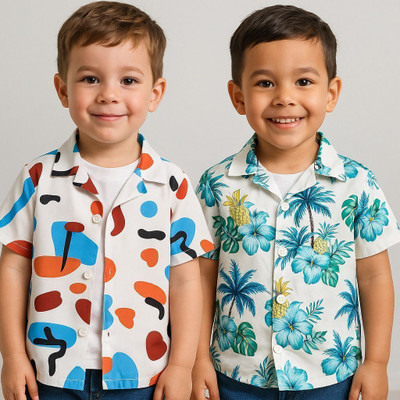 SVHFashion Boys Printed Casual Multicolor Shirt(Pack of 2)