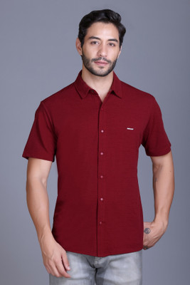 ParcelYard Men Self Design Casual Maroon Shirt