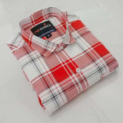 NO CHOICE Men Checkered Casual Red Shirt