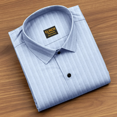 clinch fashion Men Self Design Casual Light Blue Shirt