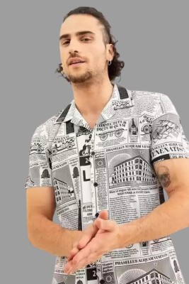 indicare Men Printed Casual White, Black Shirt