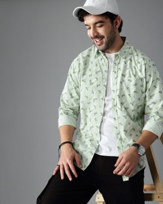 British Club Men Printed Casual Green Shirt