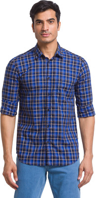 PARX Men Checkered Casual Blue Shirt