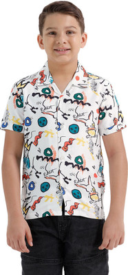 Chilins Boys Printed Casual White Shirt