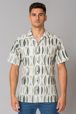 Pulsemen Men Printed Formal White Shirt