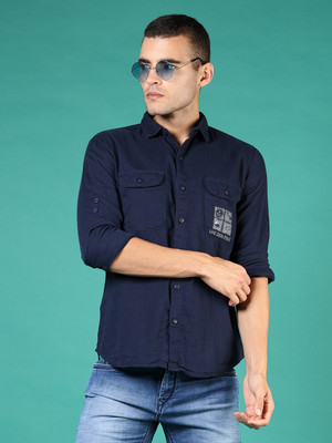 V-MART Men Solid Casual Blue Shirt
