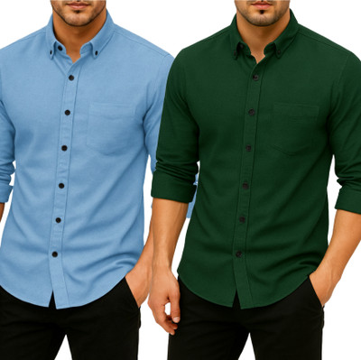 Mensclothing Men Solid Casual Multicolor Shirt(Pack of 2)