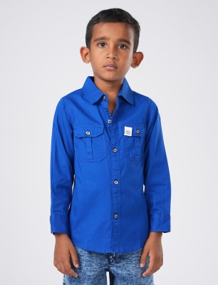 markinmark Baby Boys Solid Casual Blue Shirt