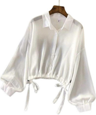 Graks Women Solid Casual White Shirt
