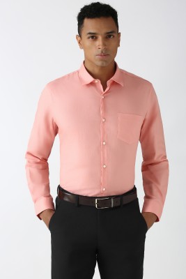 PETER ENGLAND Men Self Design Formal Orange Shirt