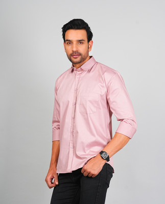 VENITYWAVE Men Solid Casual Pink Shirt