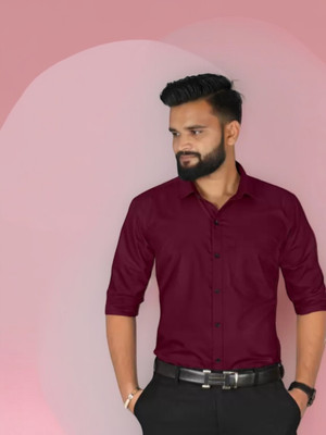 RadhikaFashion Men Solid Casual Maroon Shirt