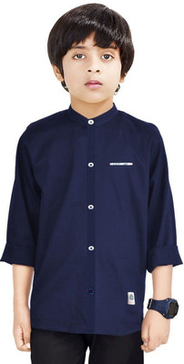Paper Crane Boys Solid Casual Dark Blue Shirt