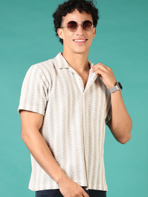 V-MART Men Self Design Casual White Shirt