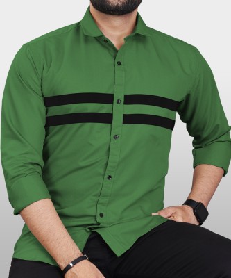 VeBNoR Men Solid Casual Green Shirt