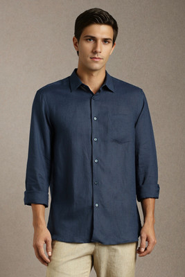 LOUIS PHILIPPE Men Solid Formal Dark Blue Shirt