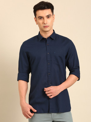 CAVALLO BY LINEN CLUB Men Solid Casual Dark Blue Shirt