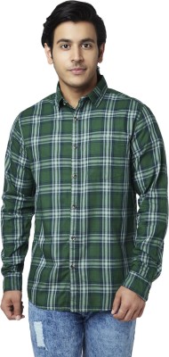 YU by Pantaloons Men Checkered Casual Dark Green Shirt