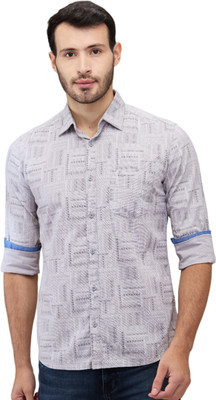 PARX Men Printed Casual Grey Shirt