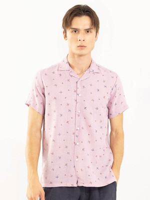 Snitch Men Printed Casual Pink, Orange, Purple Shirt