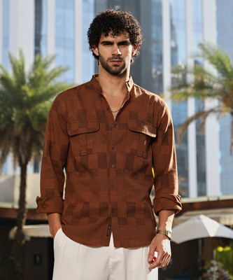 CAMPUS SUTRA Men Solid Casual Brown Shirt