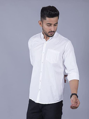 Wickster Men Solid Formal White Shirt