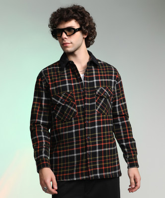 CAMPUS SUTRA Men Checkered Casual Black Shirt