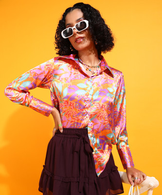 POPWINGS Women Printed Casual Multicolor Shirt