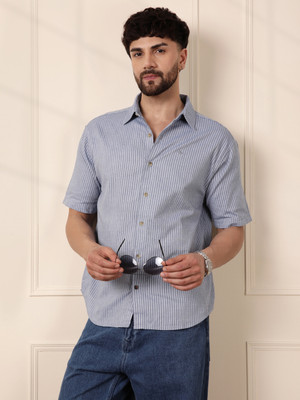WROGN Men Striped Casual Grey Shirt