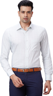 Raymond Men Self Design Formal Light Green Shirt
