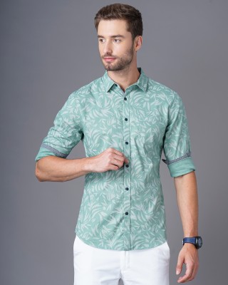 British Club Men Printed Casual Green Shirt