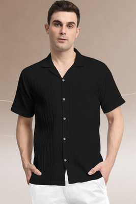 A Dearise Trend Men Striped Casual Black Shirt