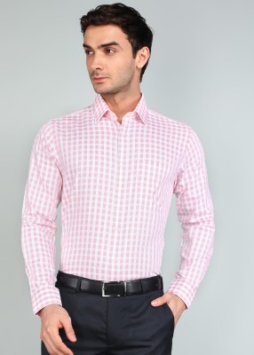 Raymond Men Checkered Formal Pink Shirt